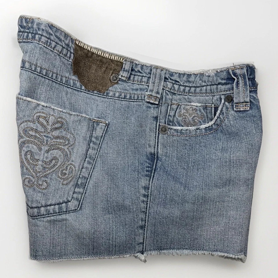 Pantalones cortos industriales de algodón para mujer de mezclilla desgastados talla 9 azules jeans 2"" Foto 1 de 4