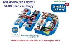 TnK Pakiet START+ 12 m Aufaldung Doladowanie  Telewizja na Karte NC+  Pripade TV