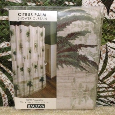 Занавеска для душа с пальмами тропический лист тики ванна гидромассажная ванна спа цитрусовые пляж бакова - Изображение 1 из 2