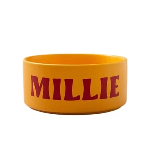 Custom Name Vinyl Dog Bowl Decal Self Adhesive Red Bubble Letter Personalize - Picture 1 of 3