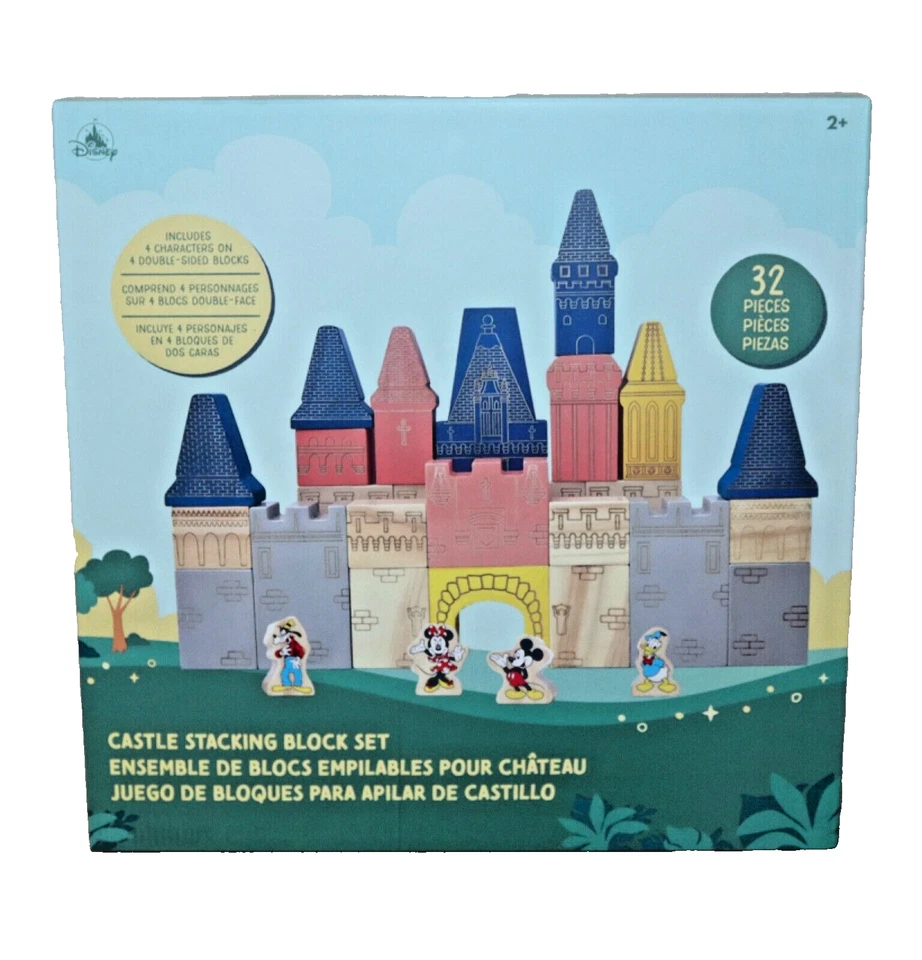 Disney ~  Mickey Mouse, Minnie, Donald & Goofy Castle Wooden Block Set  2023 NEW - Image 1 of 4