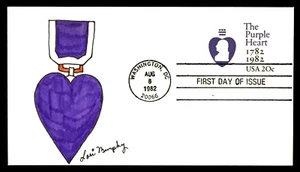 U603 20c Stamp (1982) PURPLE HEART MEDAL AWARD FDC HD/HP BY LORI MURPHY (RARE) - Picture 1 of 1