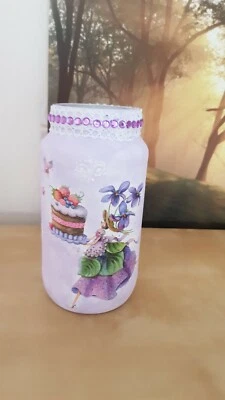 Tarro de cocina decorativo, shabby chic, jarrón hecho a mano decoupage, floral hecho a mano Foto 1 de 3