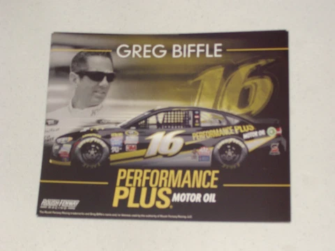 2016 GREG BIFFLE #16 PERFORMANCE PLUS MOTOR OIL NASCAR POSTCARD Cover