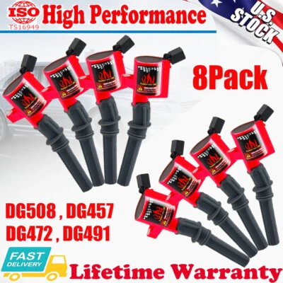 Высокопроизводительная катушка зажигания 8 шт для Ford F150 F250 F550 Lincoln V8 4,6 л 5,4 л - Изображение 1 из 4