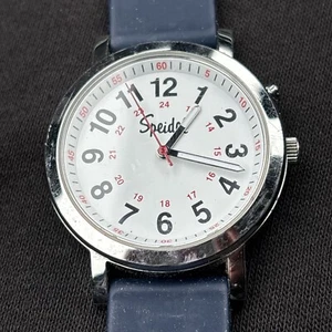 Vintage Speidel Unisex Silver White Military Dial Analog Quartz Watch~New Batter - Picture 1 of 8