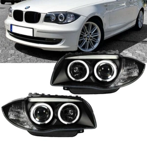 Set CCFL LED Angel Eyes Scheinwerfer Schwarz passt für BMW 1er E81 E87 E82 E88 - Bild 1 von 5