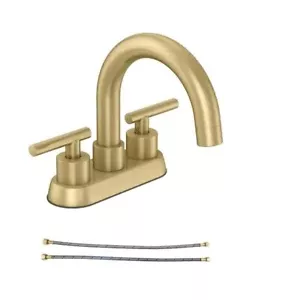 Carrello 4 pollici Set centrale rubinetto bagno ad arco alto 2 maniglie in oro opaco - Foto 1 di 3