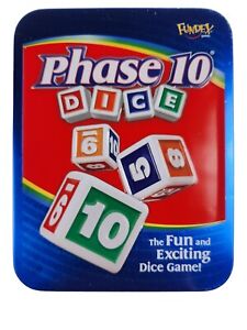 Phase 10 Dice Game Blue Metal Tin CIB W/ Pad And Instructions Fundex 2008 HTF