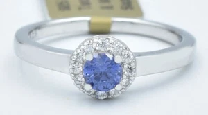 LAB CREATED 0.84 Cts TANZANITE & WHITE SAPPHIRE RING .925 Silver - NEW WITH TAG - Picture 1 of 4