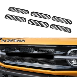 Black Front Grille Inserts Mesh Net Grill Trim Cover For Ford Bronco 2021 2022+ - Picture 1 of 10