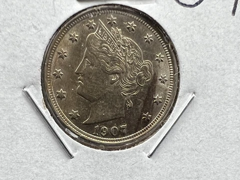 1907 Liberty Head V Nickel BU UNC Laminated Planchet Error Cover