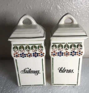 Vtg RENATE Ceramic Set Of 2 Spice Jars Made In Germany - Picture 1 of 4