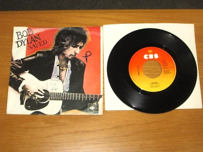 IMPORT 80s ROCK 45 RPM w/SLEEVE - BOB DYLAN - HOLLAND CBS 8743 - "SAVED" - Image 1 of 2