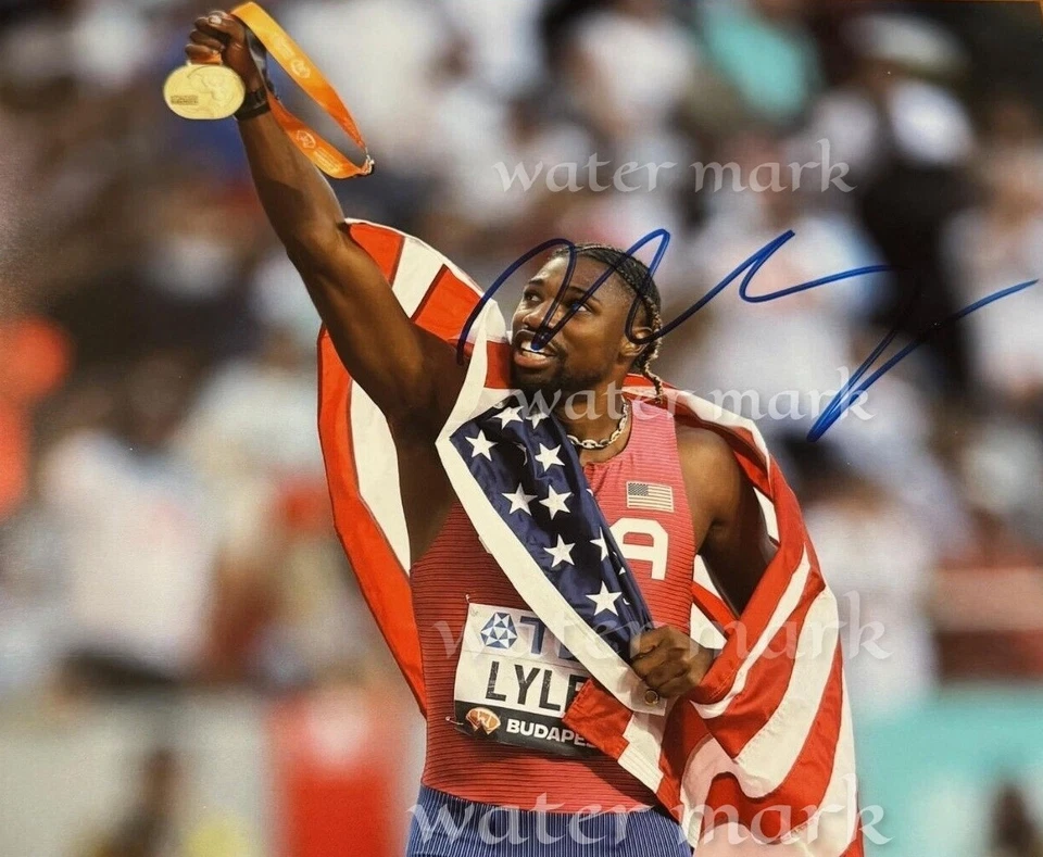 NOAH LYLES OLYMPICS 2024 GOLD MEDAL REPRINT SIGNED PHOTO SIZE 8"X11". #4 - Image 1 of 1