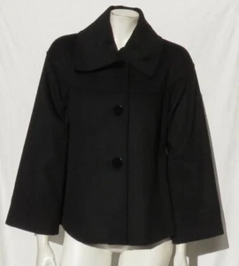 ALFANI Petite US Women’s S Black Super Soft Wool Wing Collar Swing Jacket Coat - Picture 1 of 7