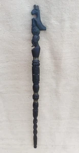 Antique Ebony Tribal African Walking Stick/Cane W/ Hand-Carved Horse Head - Bild 1 von 12