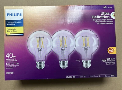 PHILIPS LED Filament Bulb Clear 40W G25 E26 (3PK) - Image 1 of 4