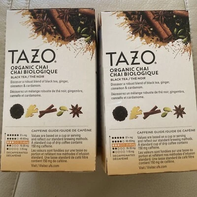 Tazo Organic Chai Tea Bags Black Tea Cinn & Cardamom  24 Count (2 Pack) 7/25/25 - Image 1 of 4