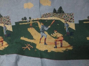 3 Large Vintage Baseball Theme Tapestry panels in one length 1.5 yds x 18 inch - Picture 1 of 1