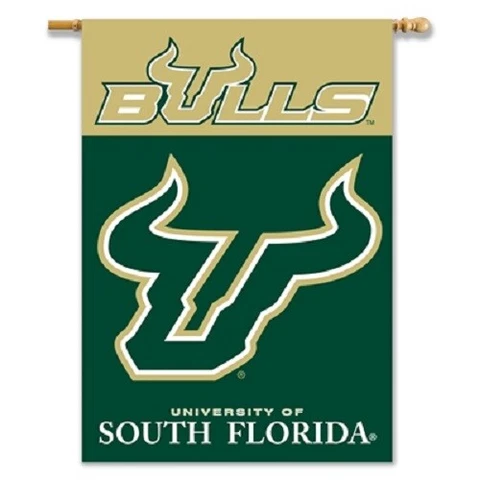 NCAA University of South Florida Bulls 2-SIDED 28" X 40" BANNER W/Pole Sleeve Cover