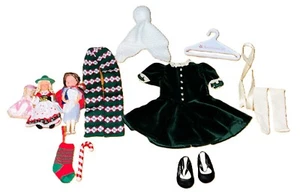 American Girl Molly's Weihnachten Kleid & Strumpf Set ~ Krankenschwester Puppe, Schal, Mütze - Bild 1 von 19