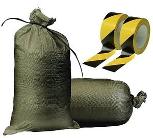 Safety Stripe Tape (2 Pack) 2 x 108 & 100 Pack Sandbags Military Green 14 x 26. - Picture 1 of 6