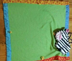 FISHER PRICE Green Zebra Lovey Lovie Security Blanket Tags Soft Unisex Baby