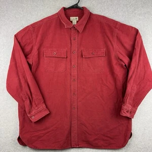 L. L. Bean RED Long Sleeve Button Up Cotton Heavyweight Shirt Size M-Tall - Picture 1 of 7