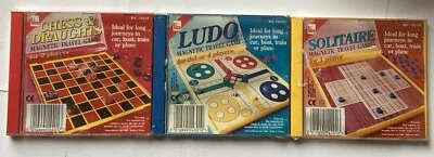 3 X Mini Magnetic Travel Board Games- Solitaire , Ludo,  Draughts, Chess Etc - Image 1 of 4