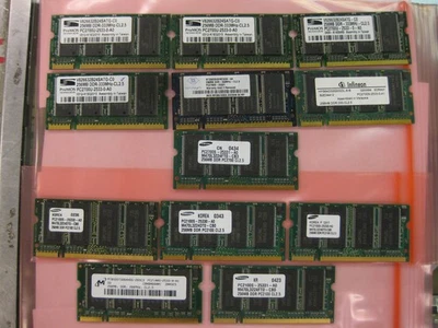 12 Total  Untested - 12 x 256MB   DDR  SODIMM Memory,  3GB Total - Image 1 of 4