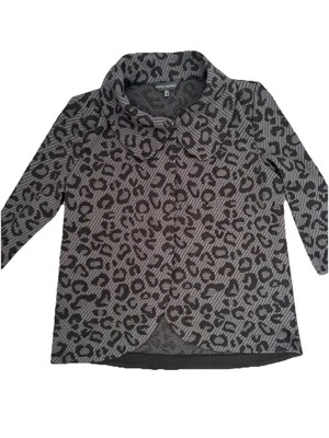 Chaqueta corta elástica tejida con estampado de leopardo negra Ming Wang DISEÑADOR talla XS EuC Foto 1 de 4