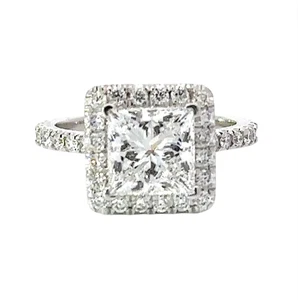950 Platinum 2.50 Ct Princess Cut Wedding Ring IGI Certified Lab Grown Diamond - Picture 1 of 10