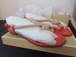 Michael Kors Holly Rope Sandals Coral Leather US 10 RARE! New Condition - Picture 1 of 8