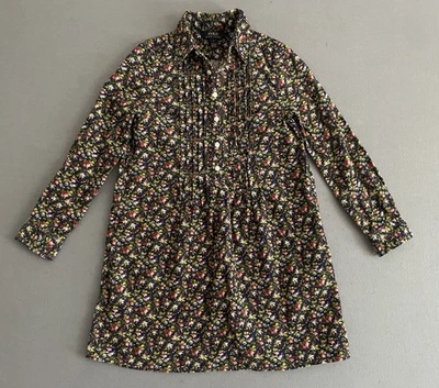 Polo Ralph Lauren Girl 8 Dress Corduroy Long Sleeve Button Navy Floral Classic - Image 1 of 4