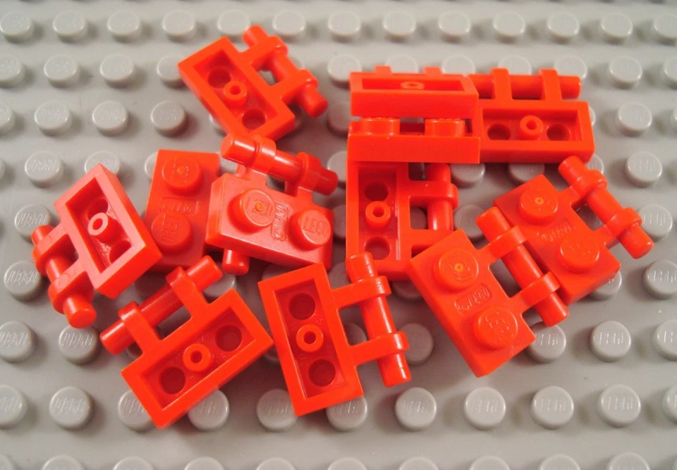 LEGO Lot of 12 Red 1x2 Specialty Plates with Handle - Image 1 of 1