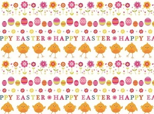 2 Sheets Quality Easter Gift Wrapping Paper - Cute Chicks with Decorated Eggs - Picture 1 of 1