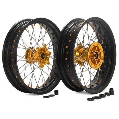 For Suzuki 17" Supermoto CNC Wheels Set DRZ400 00-04 DRZ400S DRZ400SM 2000-2024 - Image 1 of 4