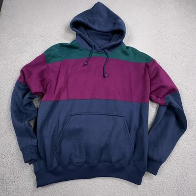 De Colección MacGregor Sudadera con Capucha Para Hombres XL Azul Púrpura Verde Bloques de Color Pullover Bolsillo Años 80 Foto 1 de 4