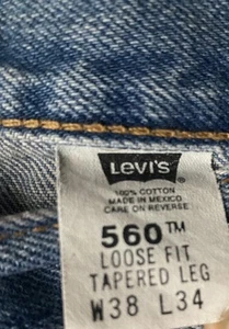 Vintage Levi's Jeans 38x34 Blue Cotton Denim 560 Loose Fit Straight Y2K - Picture 1 of 5