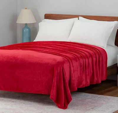 Manta clásica de felpa aterciopelada BERKSHIRE REDWOOD KING encuadernación satinada - ¡Nueva! Foto 1 de 4