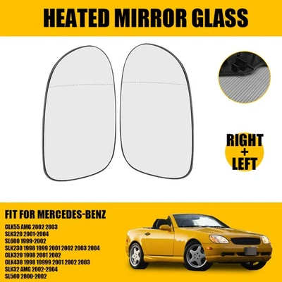 Mirror Glass For 1998-2002 Mercedes Benz CLK320 Heated Driver & Passenger Side S - Image 1 of 4