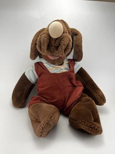 Ganz WRINKLES braune Hund Puppe Plüsch Vintage 81 mit nummeriertem Etikett weinrot Overall - Bild 1 von 10