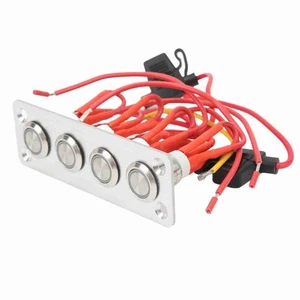 Car 4 Gang Switch Panel Blue Light DC 12V 16A Stainless Steel Button Switch For - Picture 1 of 22