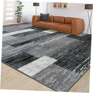 Large Area Rugs,Modern Geometric Patchwork Floor Decor for 5x8 Feet Grey - Picture 1 of 7