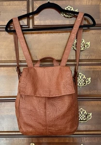 American Leather Co braun Liberty Floral verzierter Rucksack 11' x 10" x 4" geprägt - Bild 1 von 10
