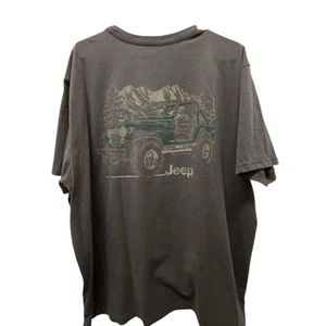Jeep Logo Green CJ Mountains Tan/Brown Mens Tee XXL Jeep Brand - Picture 1 of 9