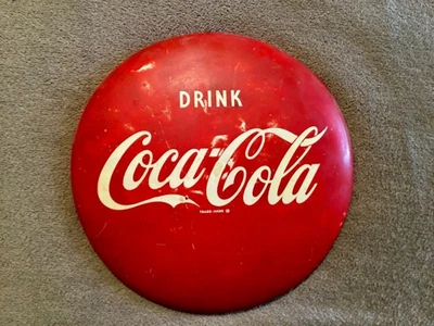 Antiguo letrero original vintage de Coca-Cola Coca-Cola botón 12" Foto 1 de 4