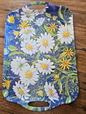 Pimpernel Daisies field Melamine Tray Large Handled Botanical Italy sold as is - Image 1 of 4