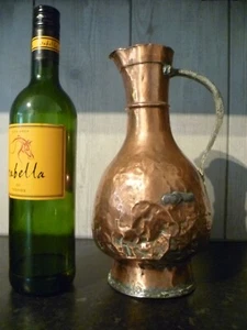 Antique French Shabby Chic Copper Ale Jug. French Victorian Era Copper Ale Jug - Picture 1 of 9